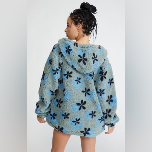 PACSUN Groovy Floral Full Zip Sherpa Hoodie - Picture 3 of 5